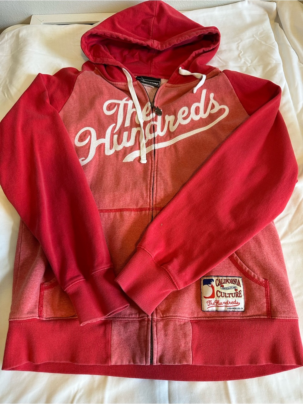 The Hundreds Red Zip Hoodie with White Script